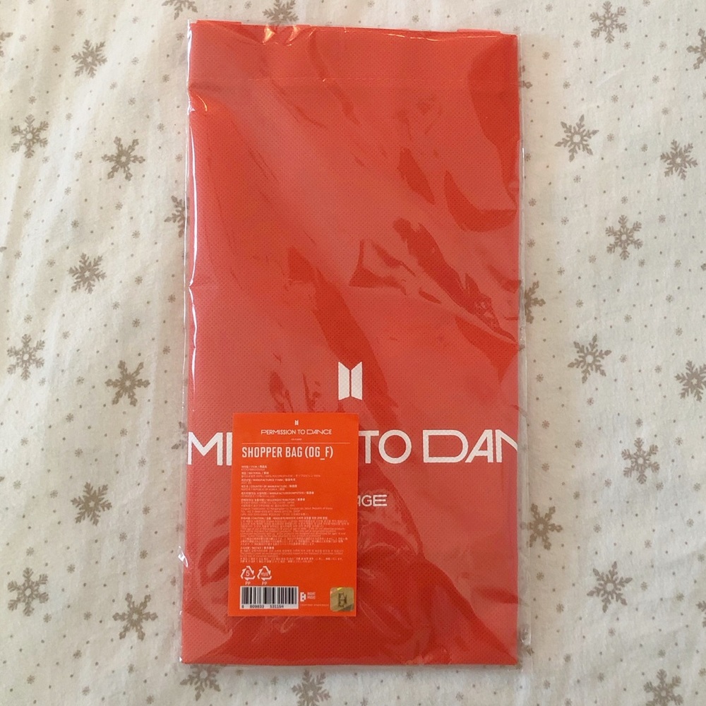 BTS Permission to Dance Orange Reusable Shopping Bag